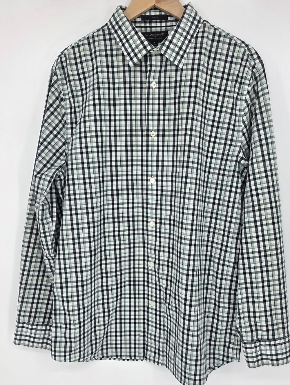 Banana Republic Slim Fit Wrinkle Resistant Plaid Button Front Shirt Men's Large